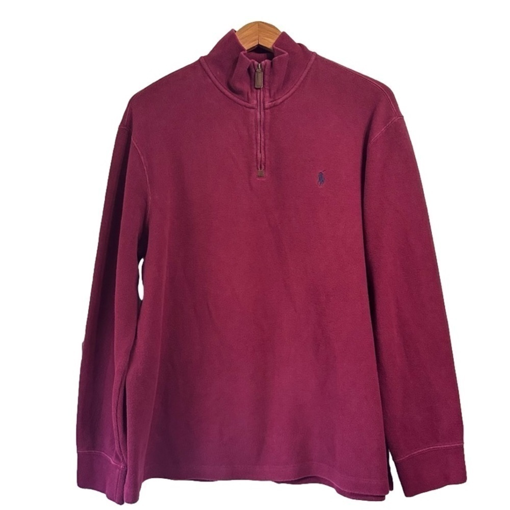 Polo Ralph Lauren maroon burgundy wine ribbed quarter zip pullover sweater